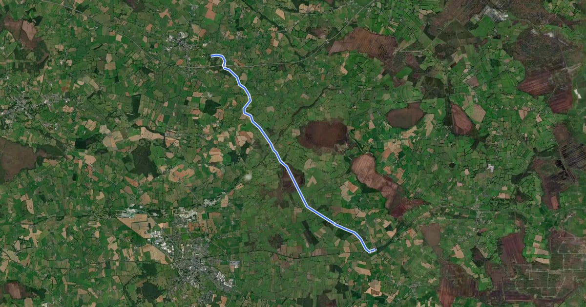 Маршрут Kilbeggan Grand Canal Greenway Link на спутниковом снимке