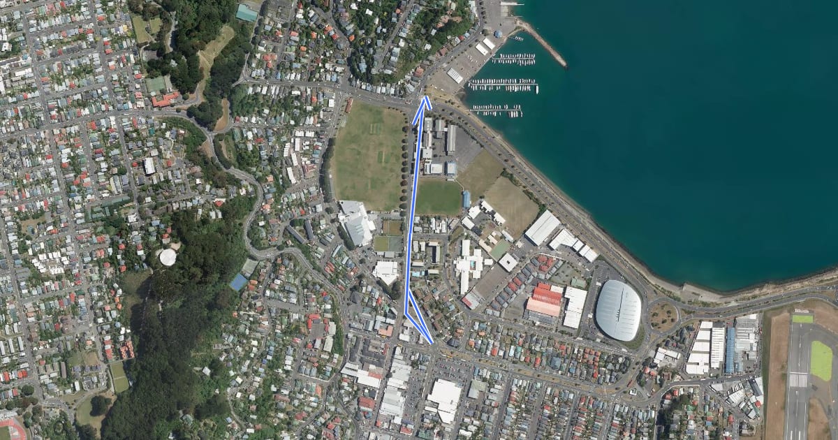 Маршрут Kilbirnie Cycleway на спутниковом снимке