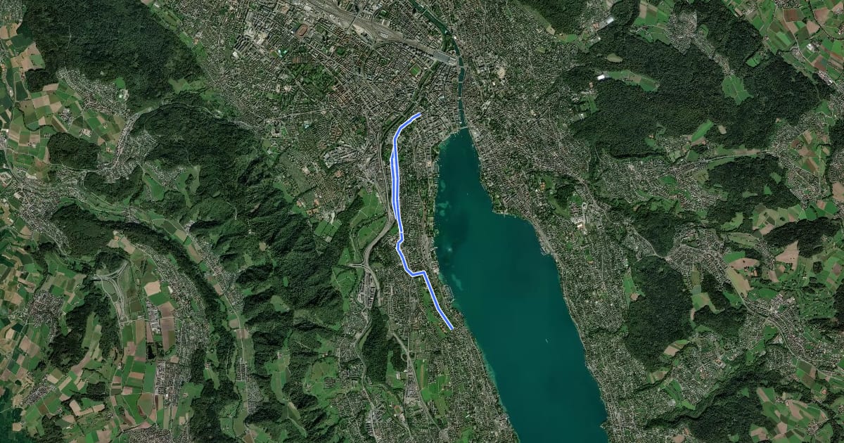 Маршрут Kilchbergstrasse - Wollishofen - Brunau - Selnau на спутниковом снимке