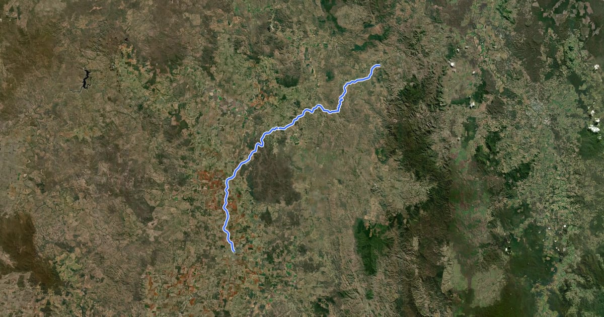 Маршрут Kilkivan - Kingaroy Rail Trail на спутниковом снимке
