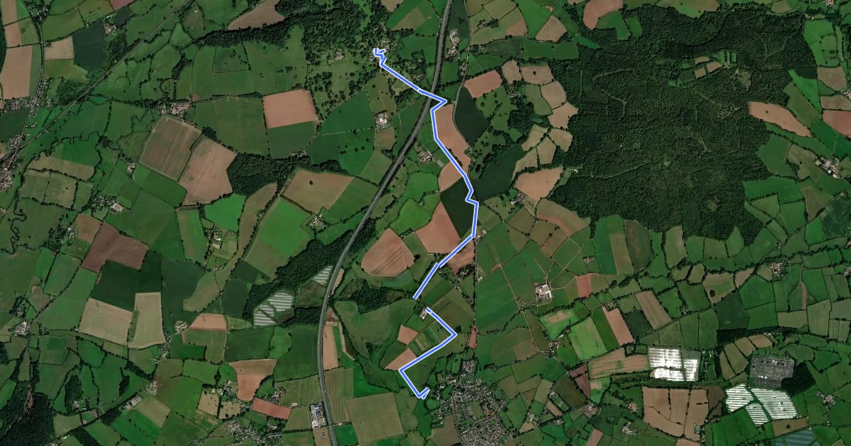 Маршрут Killerton to Clyston Mill на спутниковом снимке