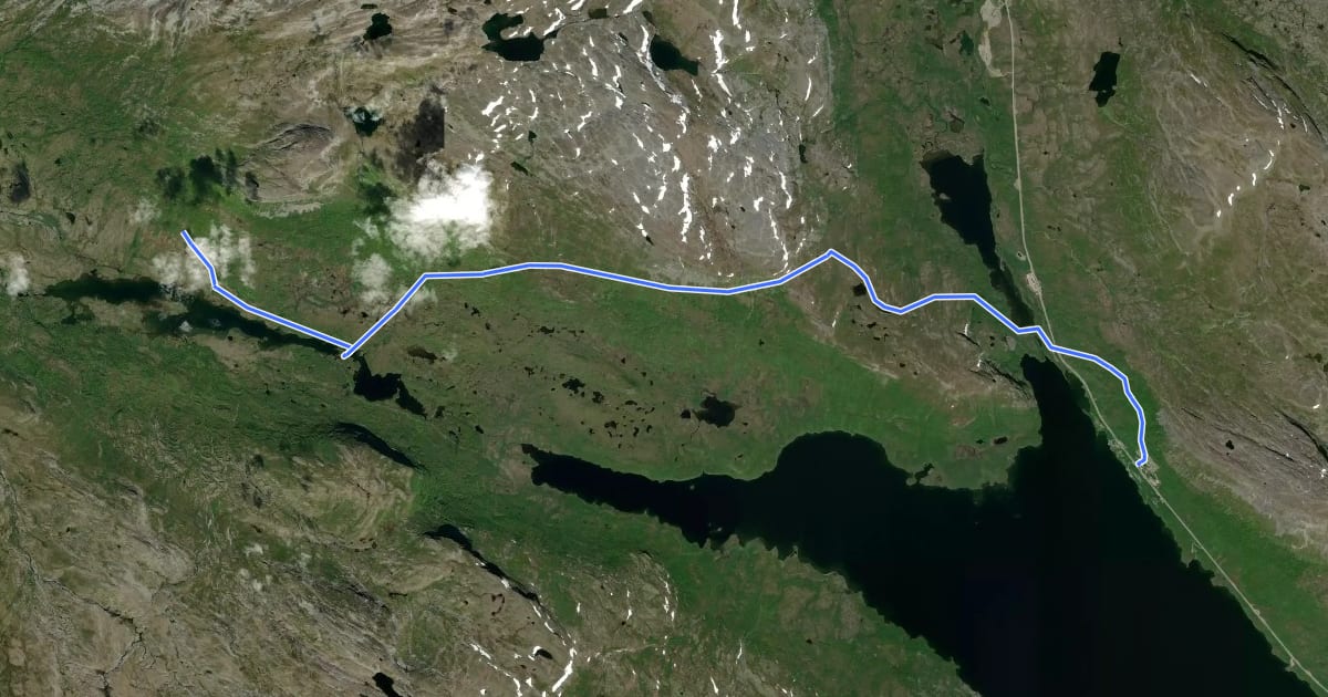 Маршрут Kilpisjärvi - Goldahytta на спутниковом снимке