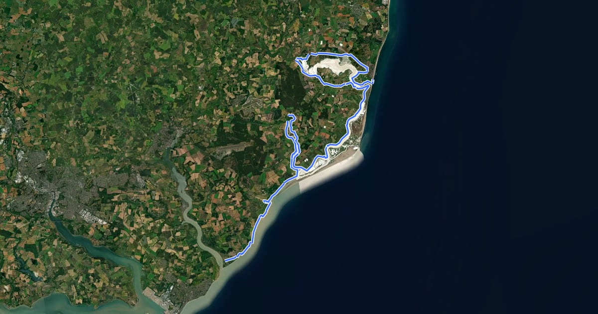 Маршрут King Charles III England Coast Path: Bawdsey to Aldeburgh на спутниковом снимке