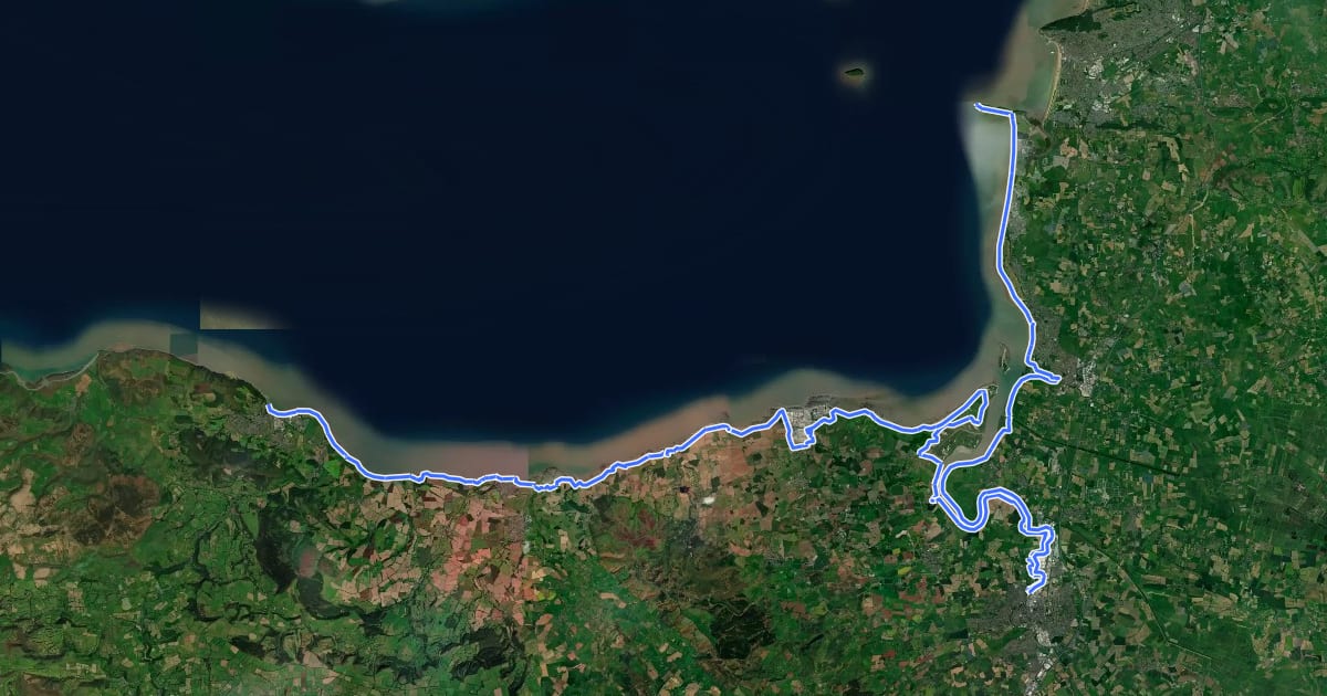 Маршрут King Charles III England Coast Path: Brean Down to Minehead на спутниковом снимке