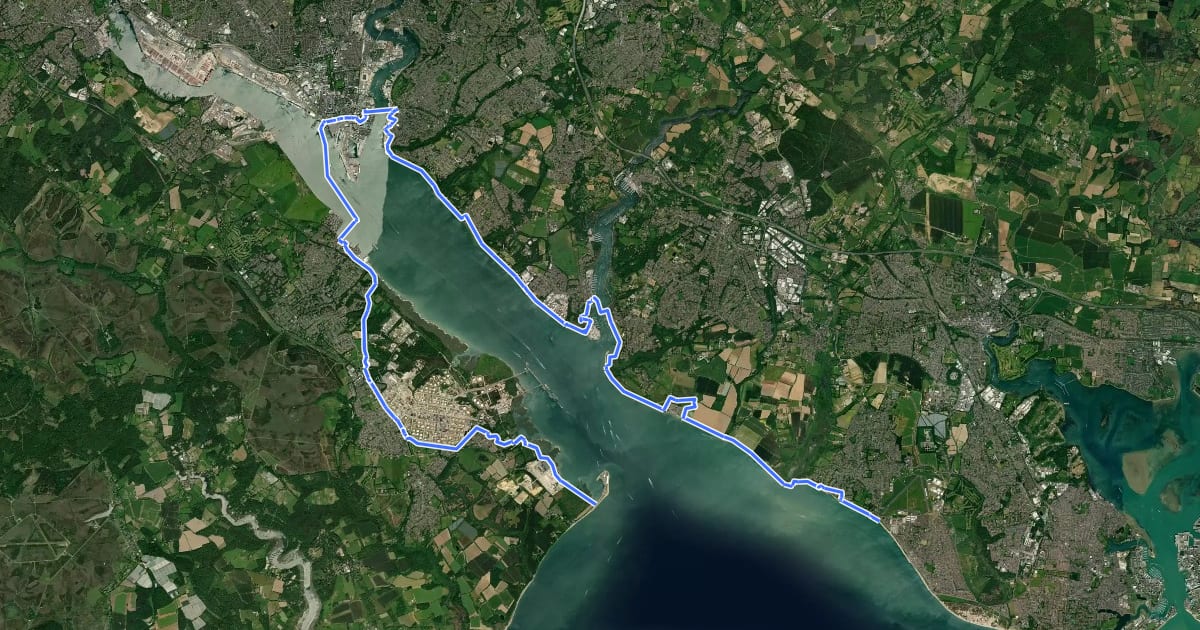 Маршрут King Charles III England Coast Path: Calshot to Gosport на спутниковом снимке