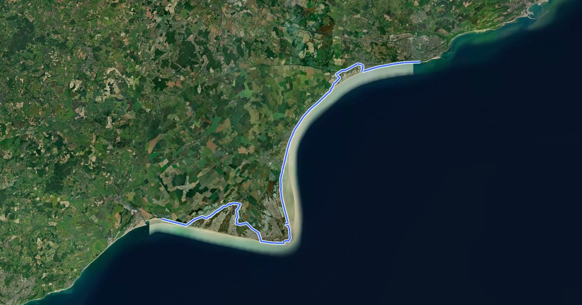 Маршрут King Charles III England Coast Path: Camber to Folkestone на спутниковом снимке