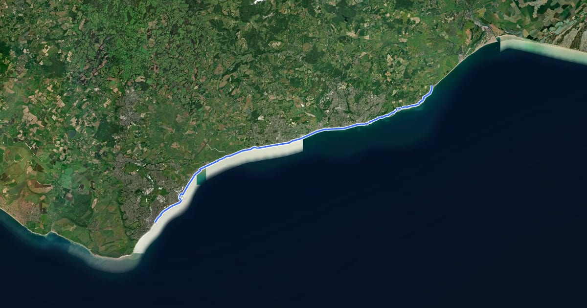 Маршрут King Charles III England Coast Path: Eastbourne to Rye Harbour на спутниковом снимке