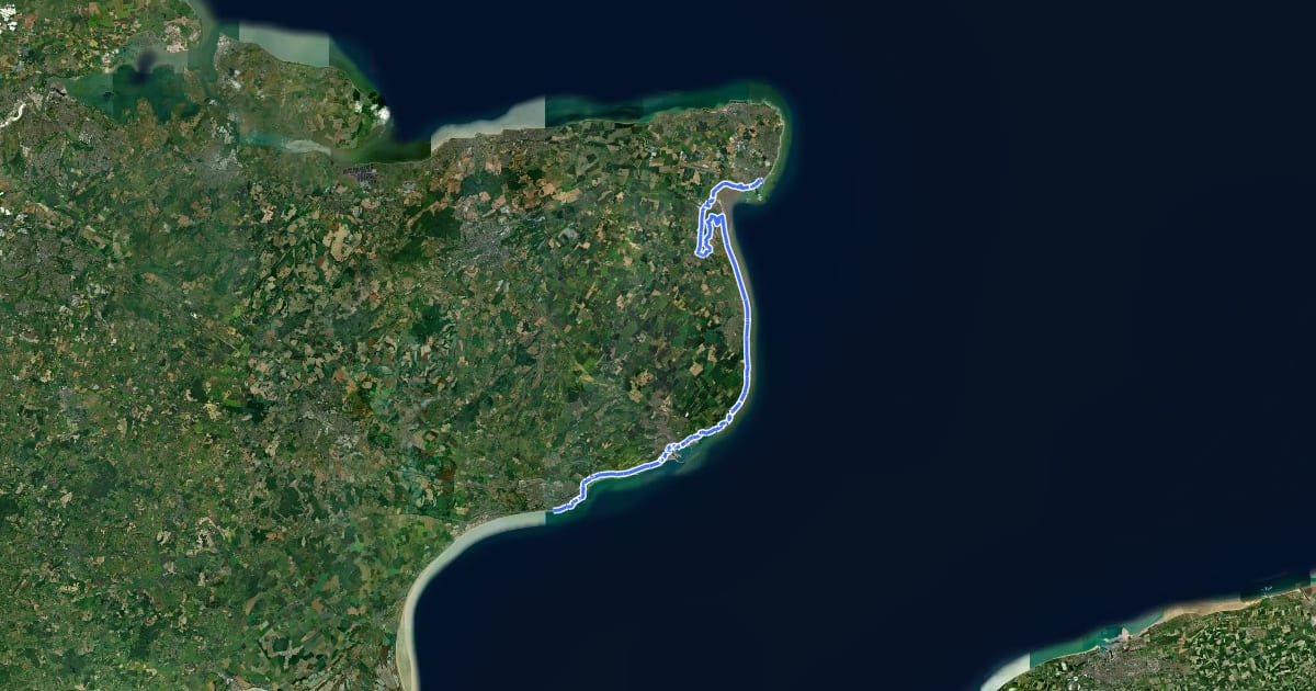 Маршрут King Charles III England Coast Path: Folkestone to Ramsgate на спутниковом снимке
