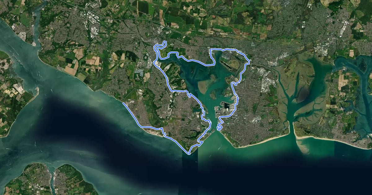 Маршрут King Charles III England Coast Path: Gosport to Portsmouth на спутниковом снимке