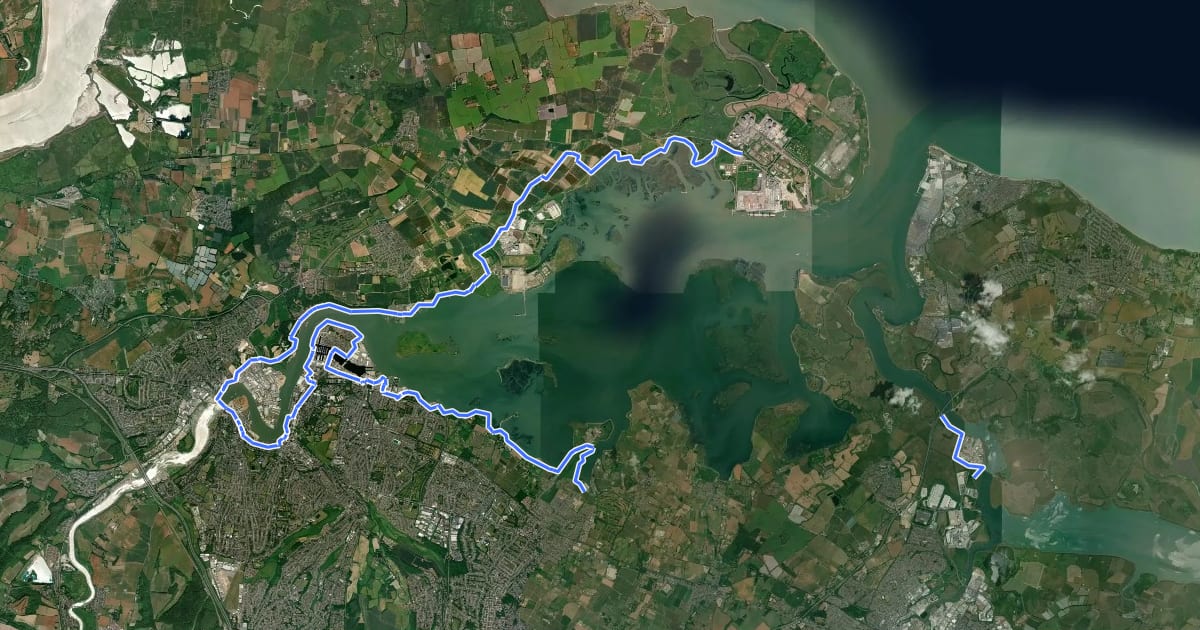 Маршрут King Charles III England Coast Path: Iwade to Grain на спутниковом снимке