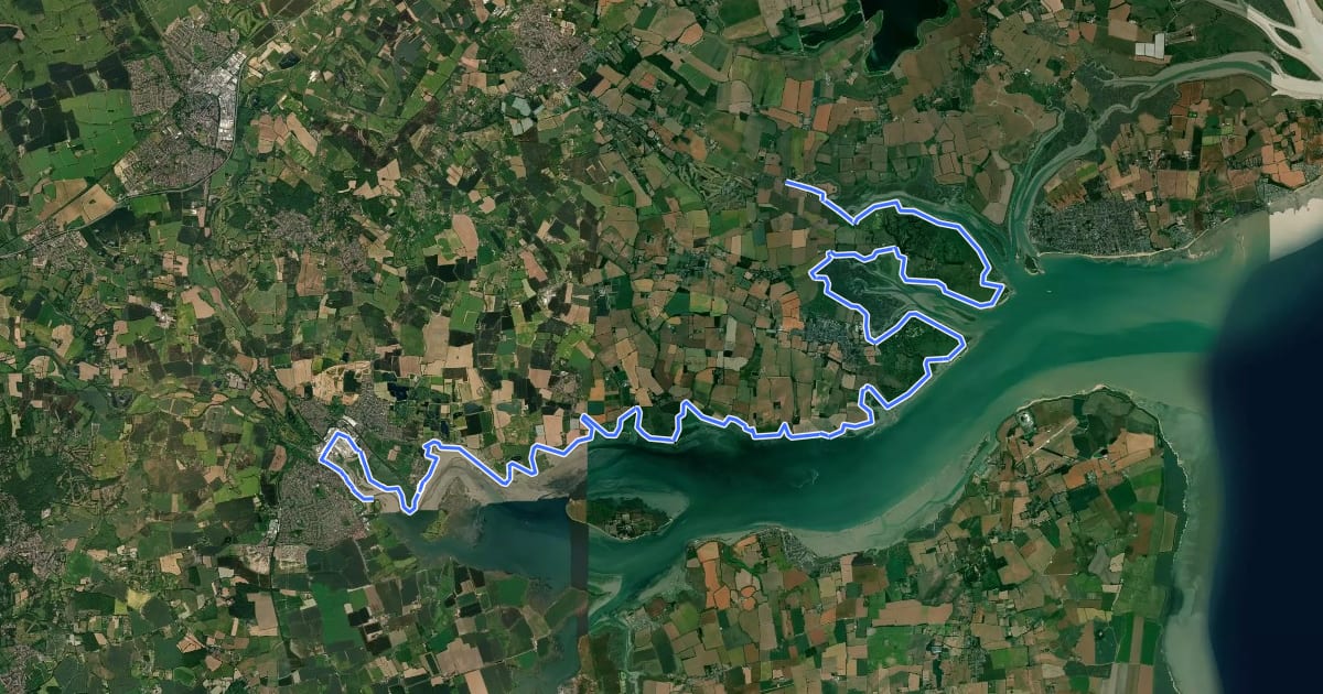 Маршрут King Charles III England Coast Path: Maldon to Salcott на спутниковом снимке
