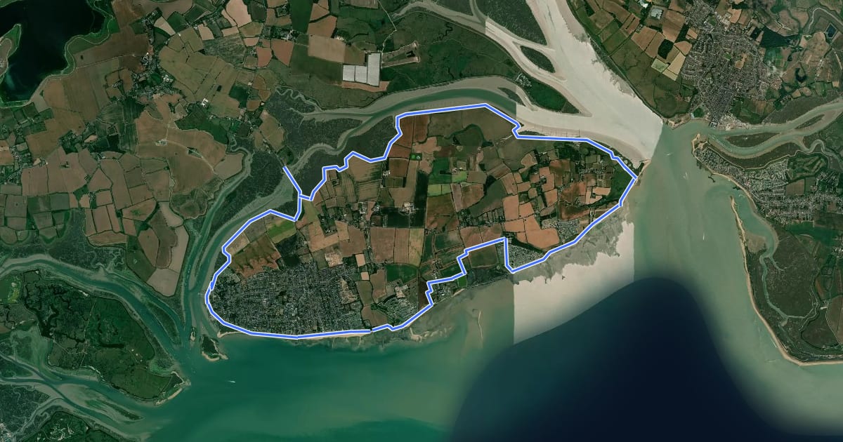 Маршрут King Charles III England Coast Path: Mersea Island на спутниковом снимке