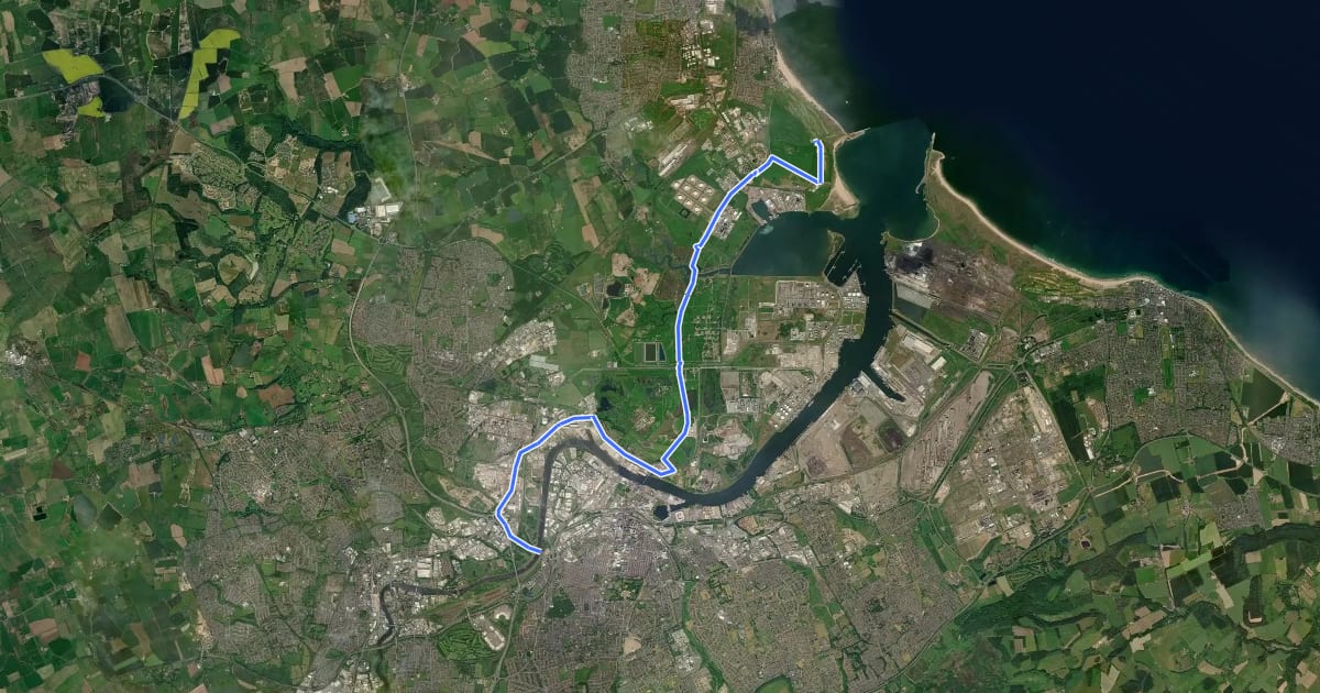 Маршрут King Charles III England Coast Path: Newport Bridge to North Gare на спутниковом снимке