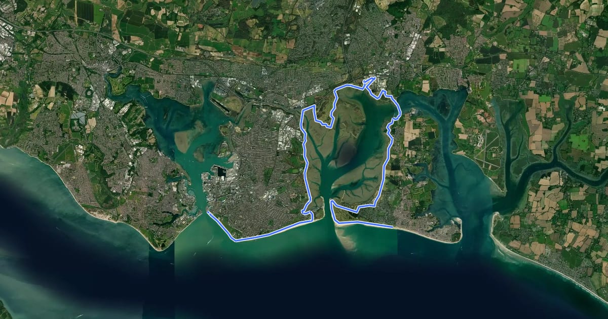 Маршрут King Charles III England Coast Path: Portsmouth to South Hayling на спутниковом снимке