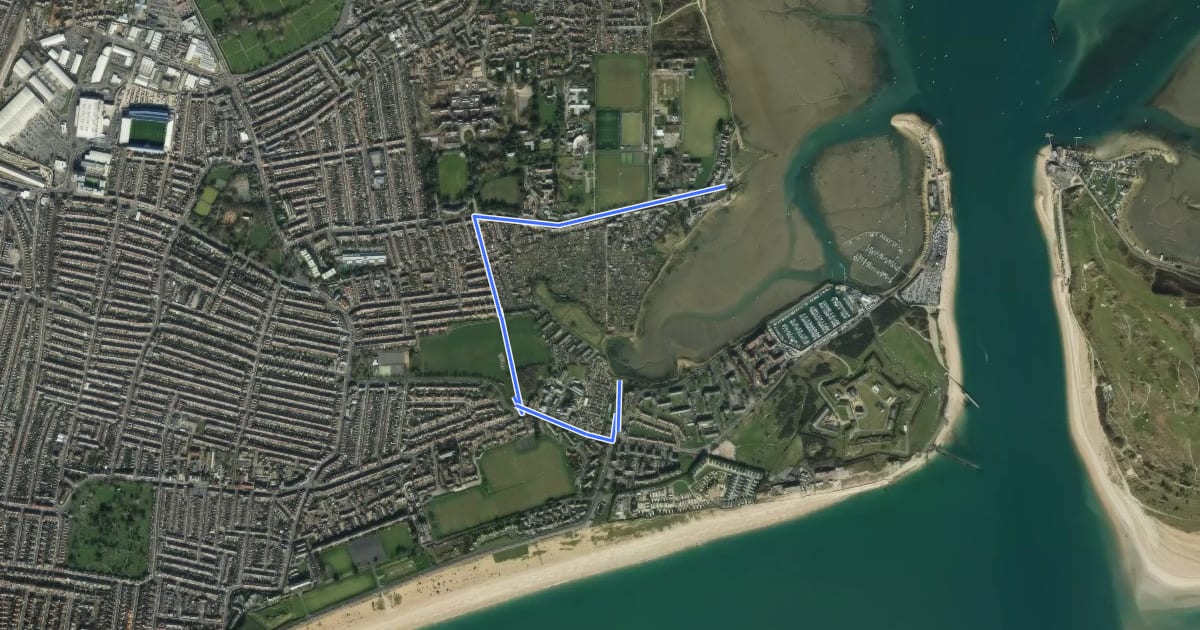 Маршрут King Charles III England Coast Path: Portsmouth to South Hayling:: E9 Alt Route на спутниковом снимке