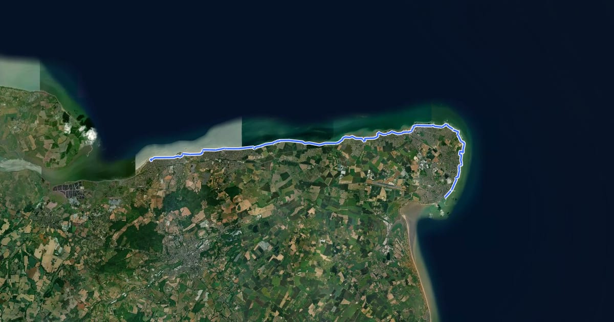 Маршрут King Charles III England Coast Path: Ramsgate to Whitstable на спутниковом снимке