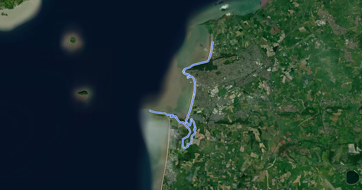 Маршрут King Charles III England Coast Path: Sand Bay to Brean Down на спутниковом снимке