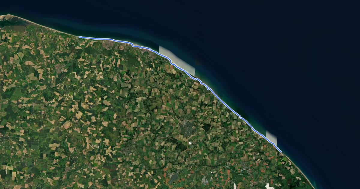 Маршрут King Charles III England Coast Path: Sea Palling to Weybourne на спутниковом снимке