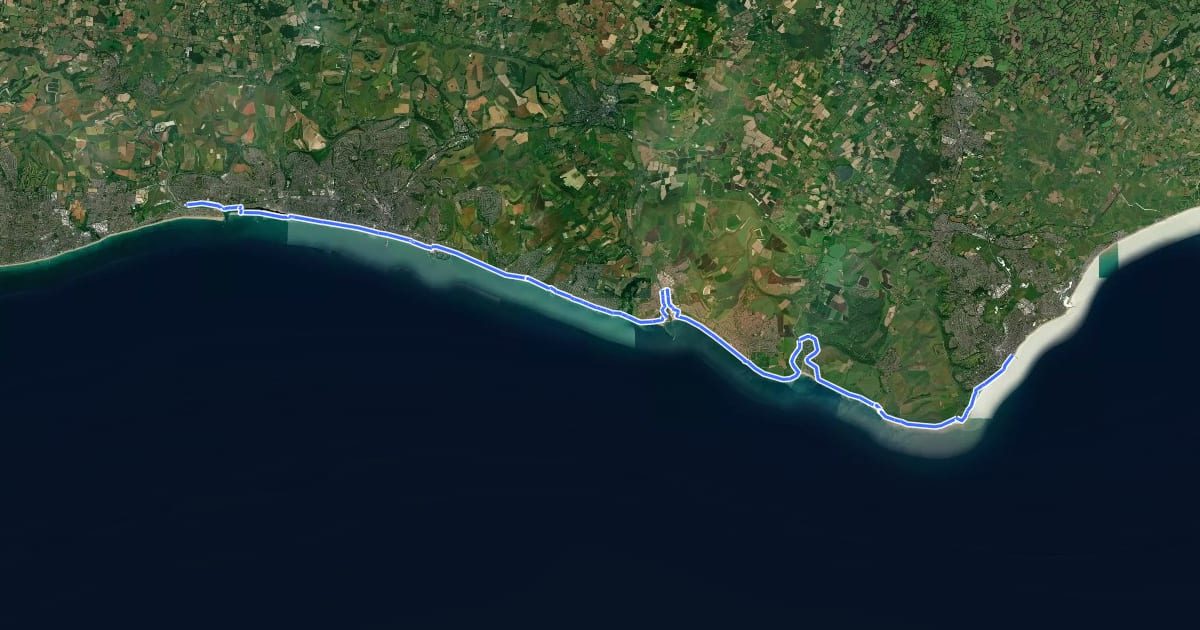 Маршрут King Charles III England Coast Path: Shoreham to Eastbourne на спутниковом снимке