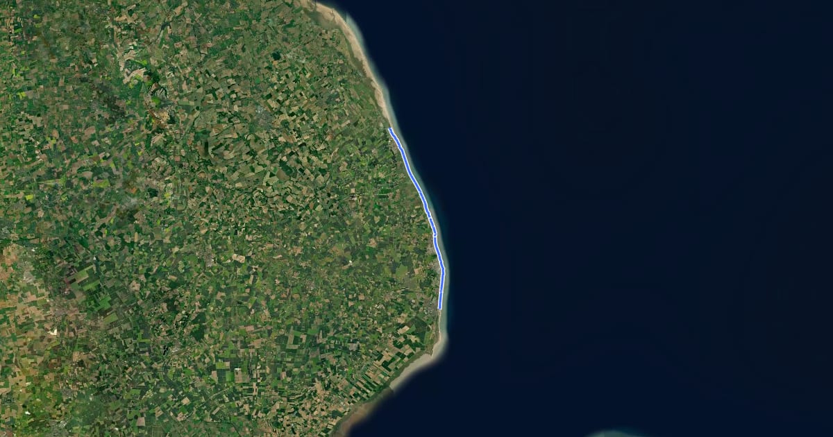 Маршрут King Charles III England Coast Path: Skegness to Mablethorpe на спутниковом снимке