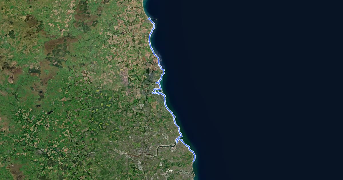 Маршрут King Charles III England Coast Path: South Bents to Amble на спутниковом снимке