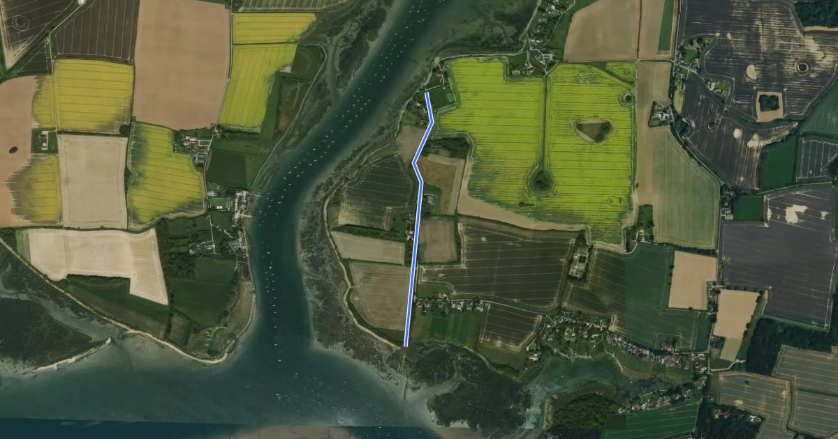 Маршрут King Charles III England Coast Path: South Hayling to East Head: Inland Route to Itchenor Ferry на спутниковом снимке