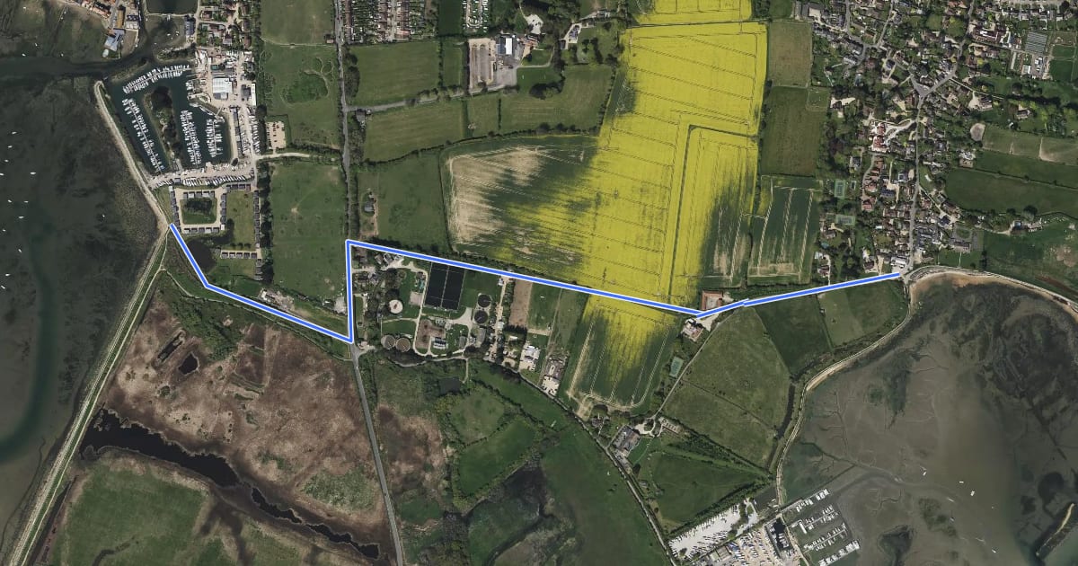 Маршрут King Charles III England Coast Path: South Hayling to East Head: Thorney Island Bypass на спутниковом снимке