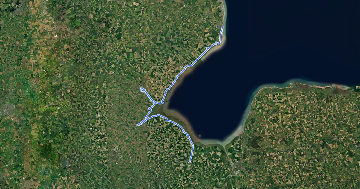 Маршрут King Charles III England Coast Path: Sutton Bridge to Skegness на спутниковом снимке