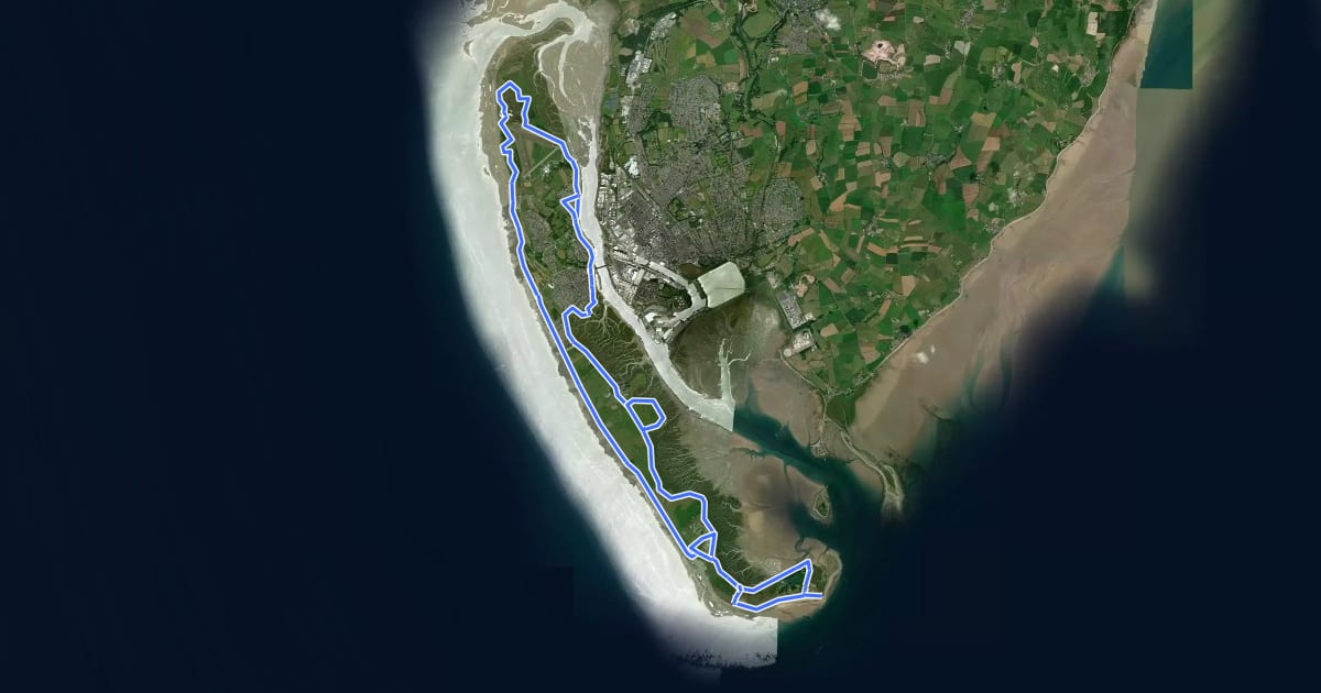 Маршрут King Charles III England Coast Path: Walney Island на спутниковом снимке
