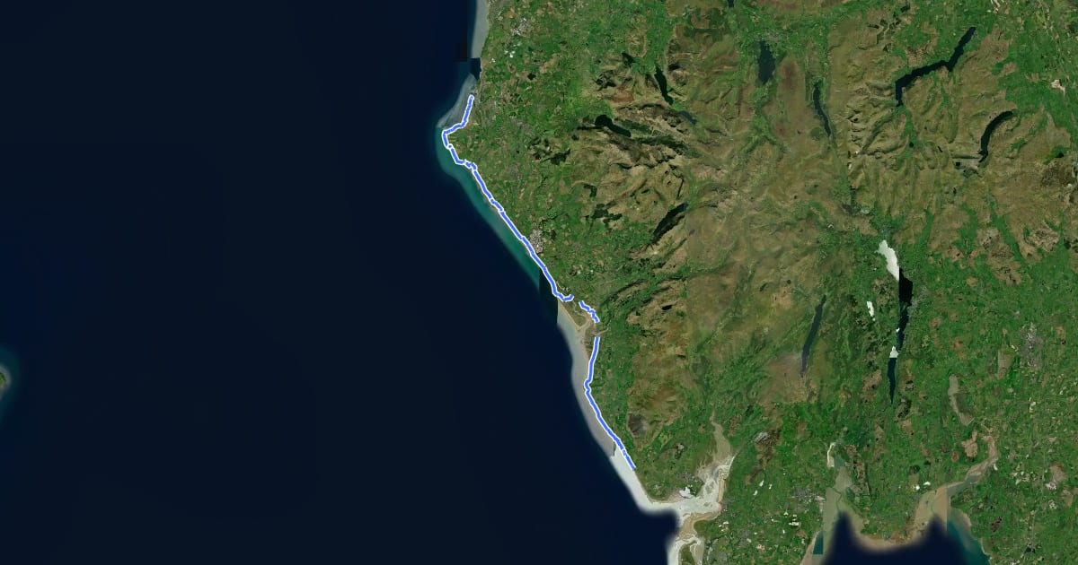 Маршрут King Charles III England Coast Path: Whitehaven to Silecroft на спутниковом снимке