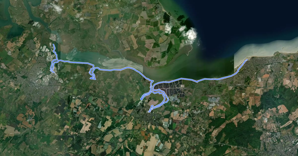 Маршрут King Charles III England Coast Path: Whitstable to Iwade на спутниковом снимке