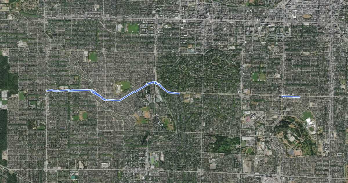 Маршрут King Edward Bikeway на спутниковом снимке