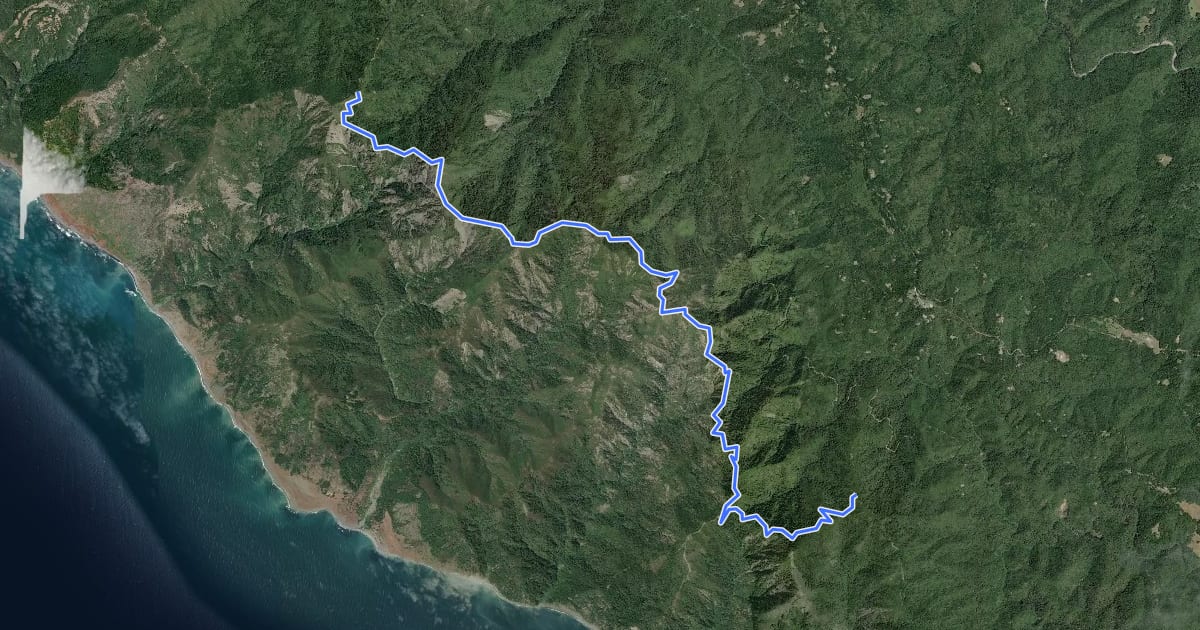 Маршрут King Range National Recreation Trail на спутниковом снимке