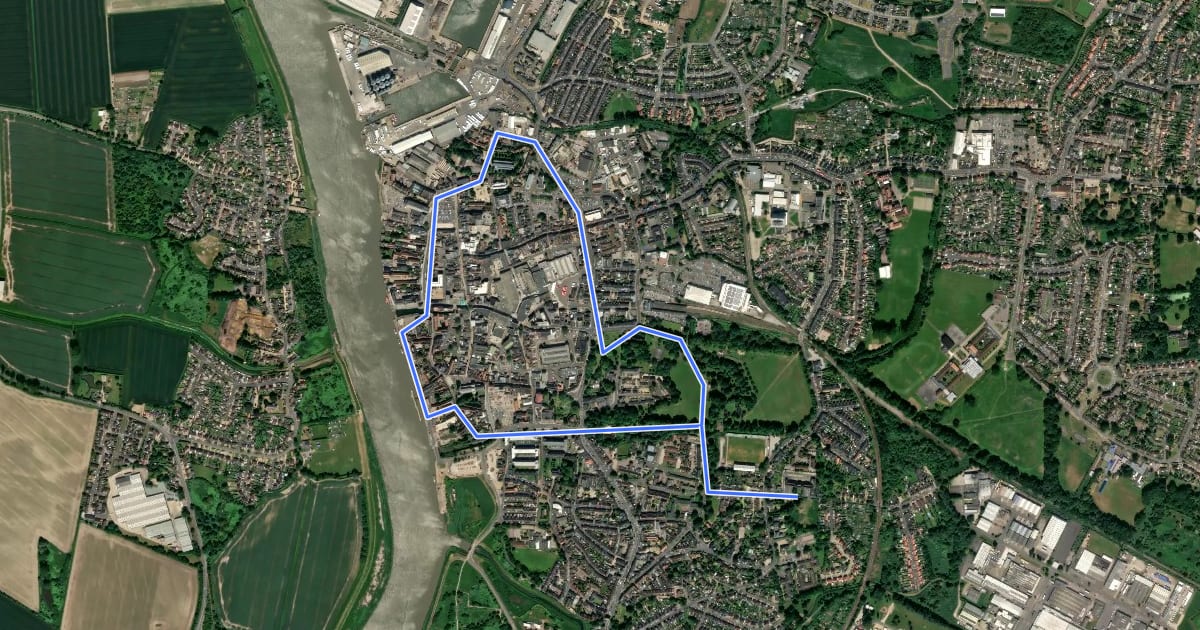 Маршрут King’s Lynn Historic Town Walk на спутниковом снимке
