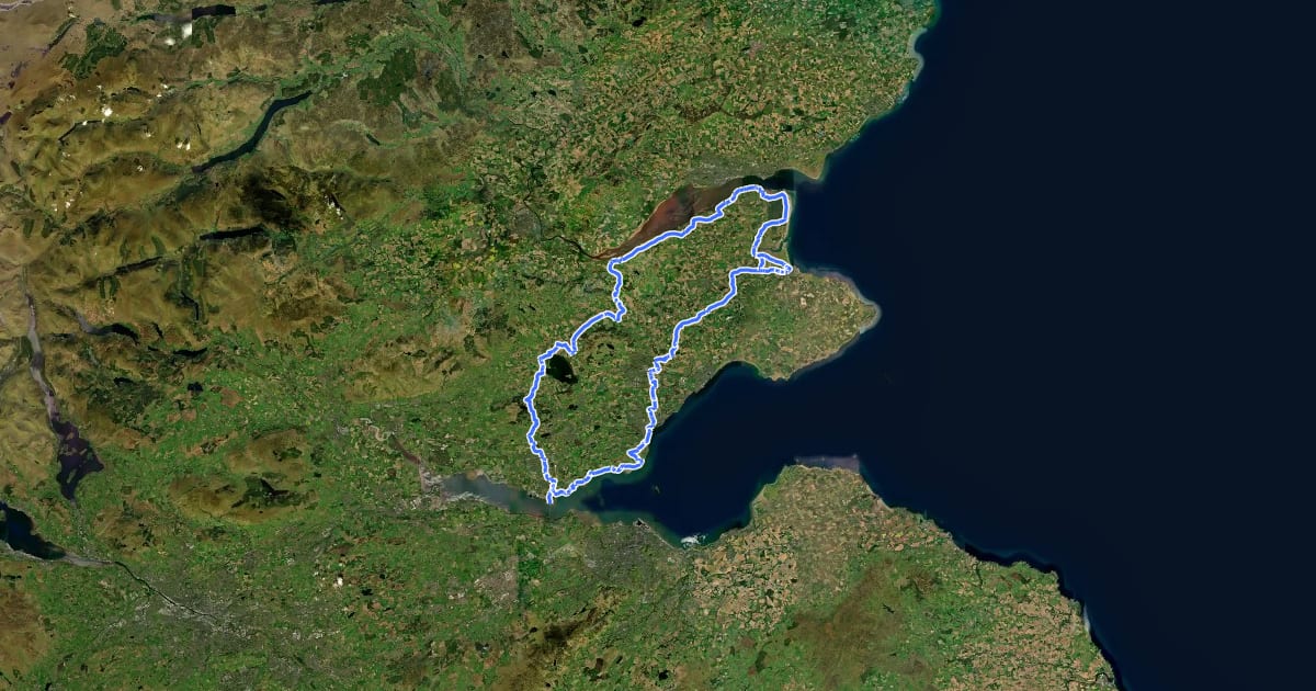 Маршрут Kingdom Cycle Route на спутниковом снимке