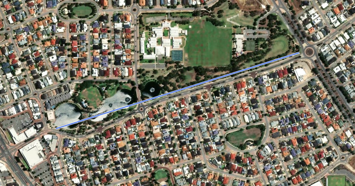 Маршрут Kingsbridge Boulevard Shared Path на спутниковом снимке