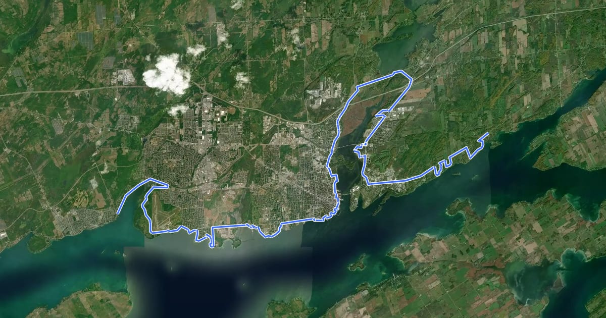 Маршрут Kingston Shoreline Route на спутниковом снимке