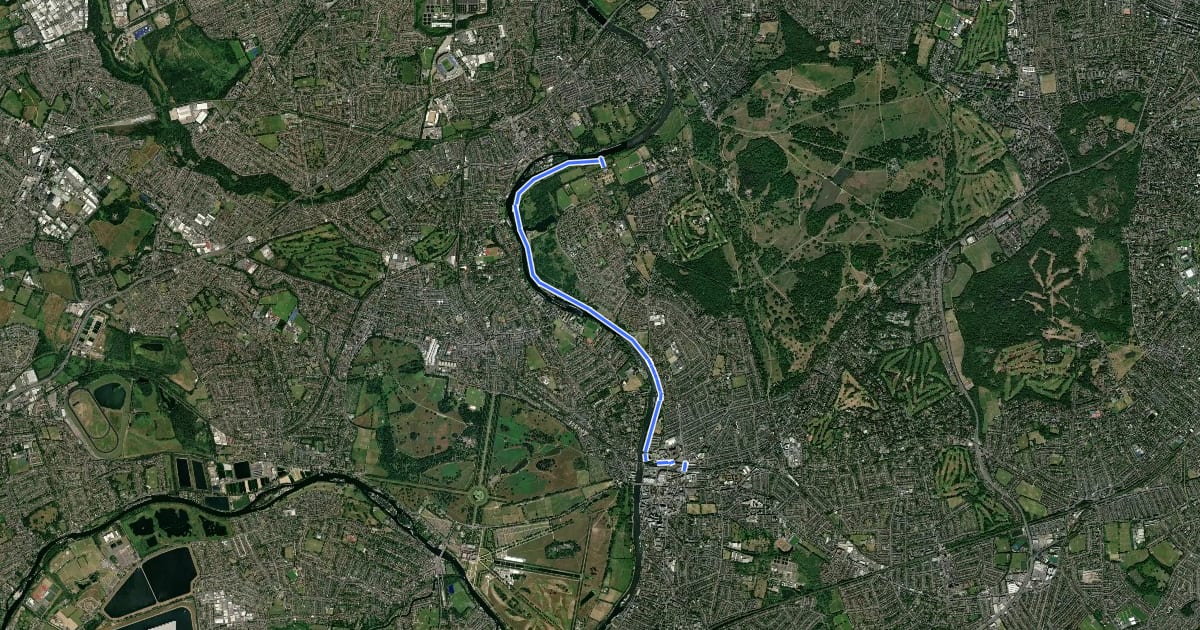 Маршрут Kingston Station to Ham House Walk, Ham House на спутниковом снимке