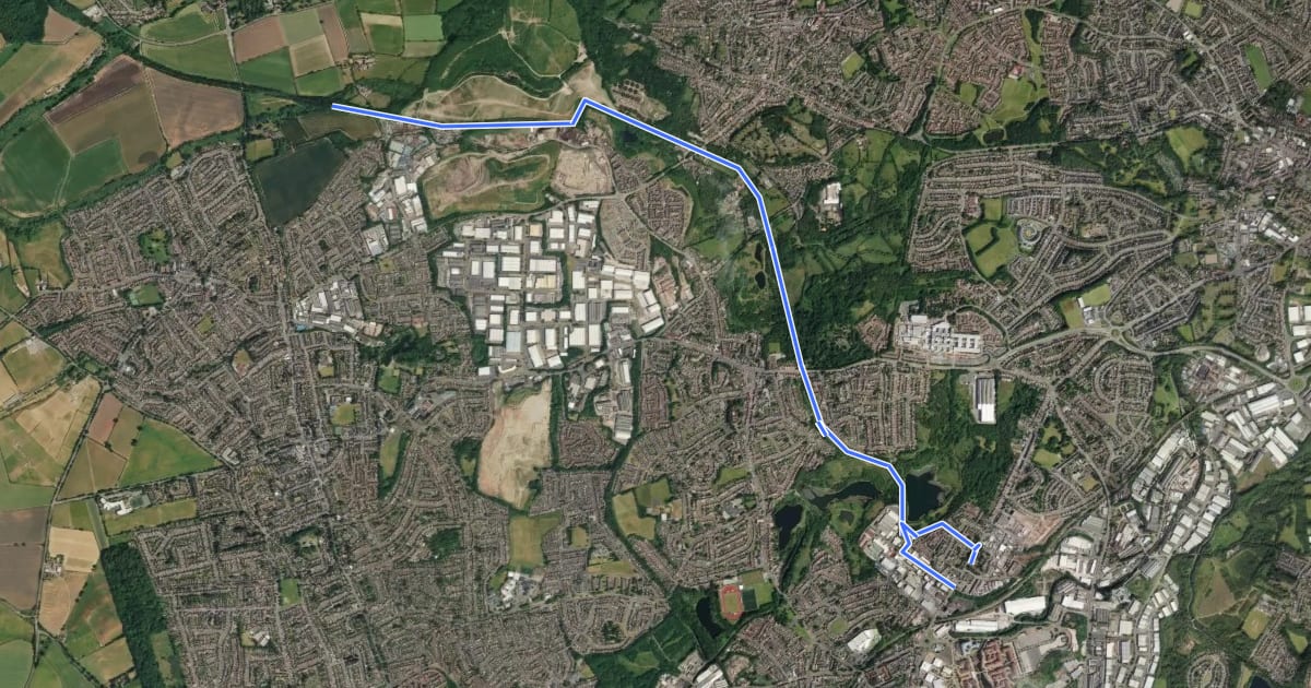 Маршрут Kingswinford Railway Walk на спутниковом снимке