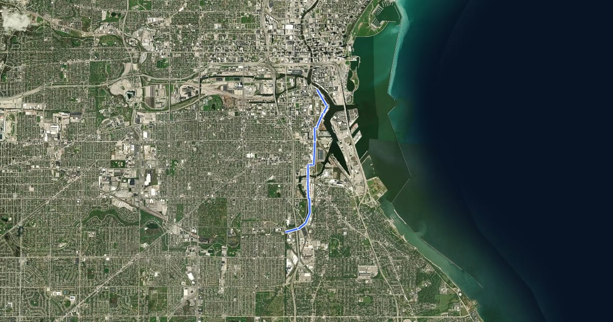 Маршрут Kinnickinic River Trail на спутниковом снимке