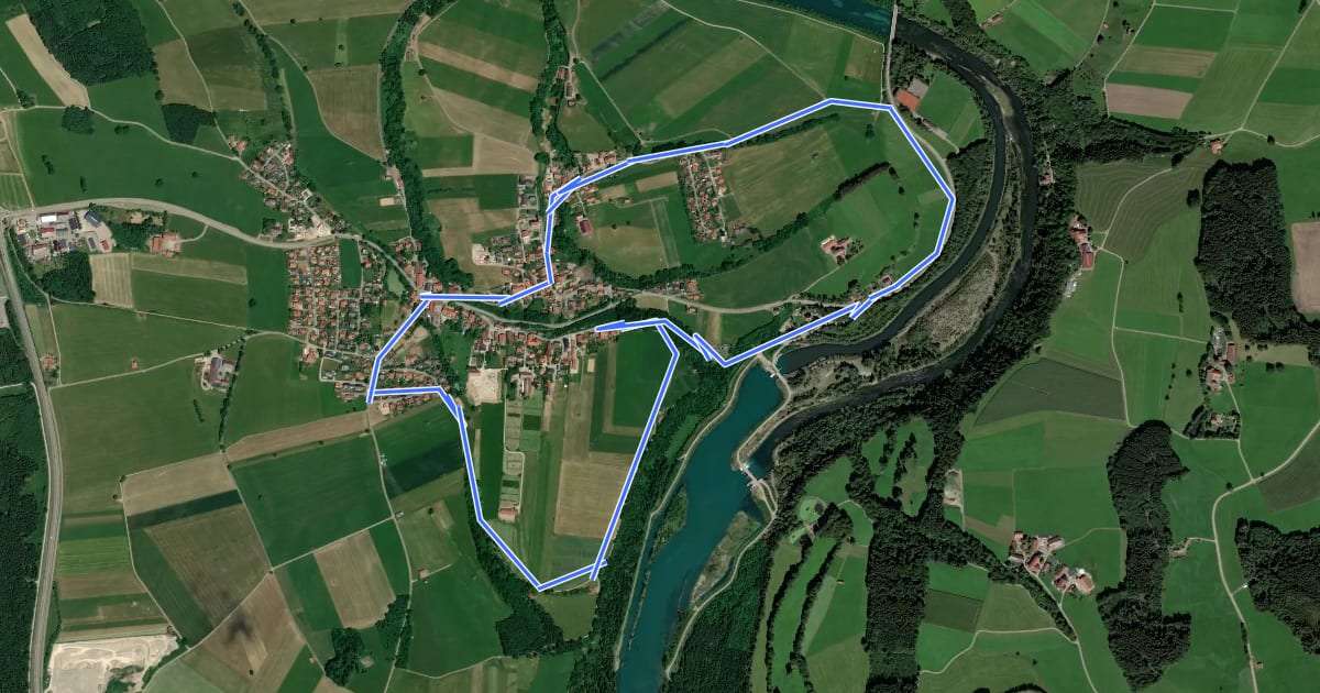 Маршрут Kinsauer Lechschleifenrunde (8,5km) на спутниковом снимке