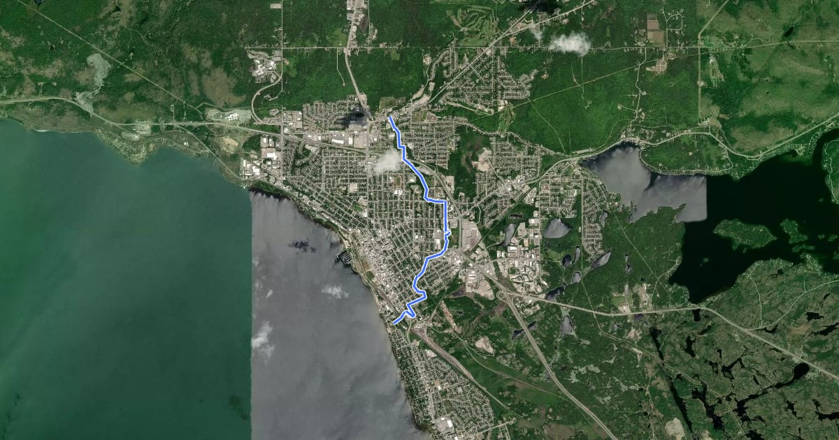 Маршрут Kinsmen Trail на спутниковом снимке