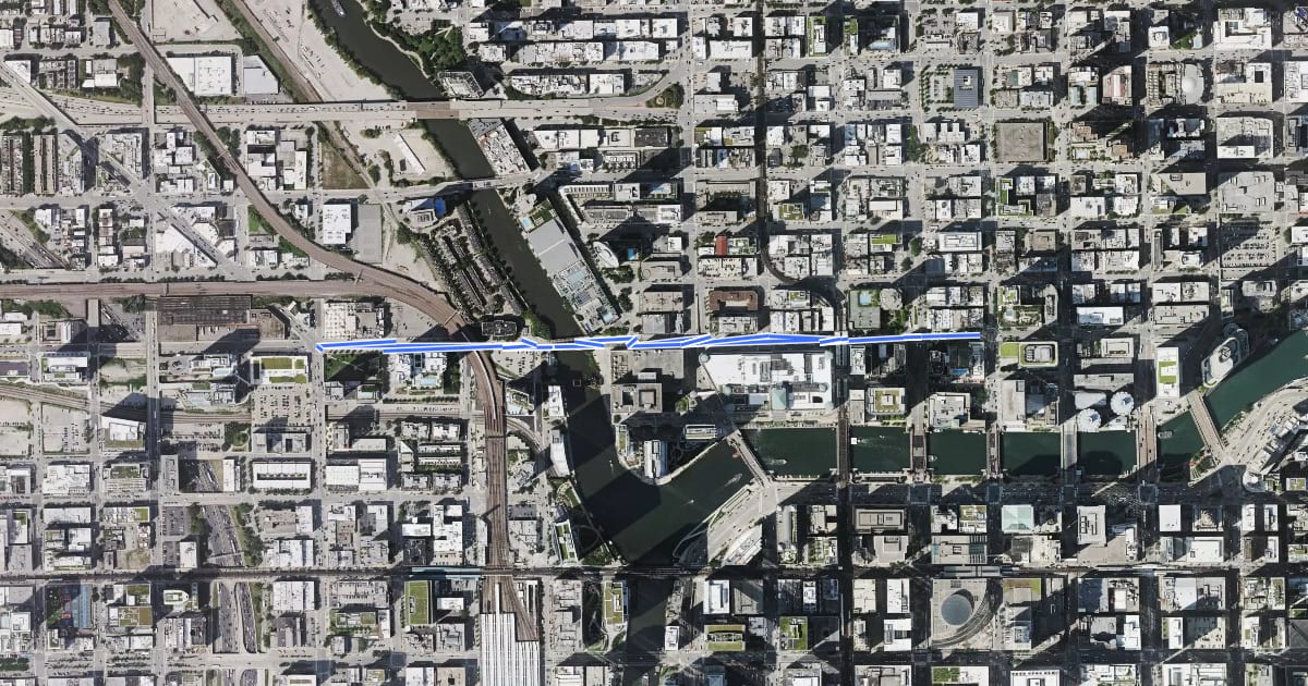 Маршрут Kinzie Street на спутниковом снимке
