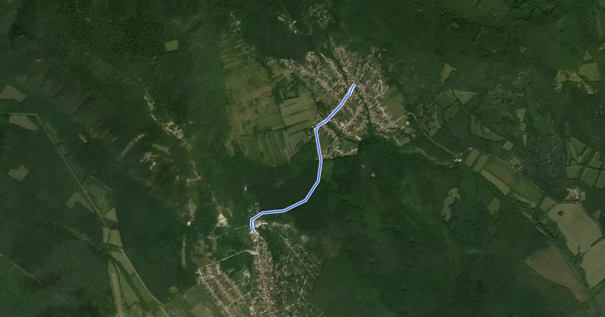 Маршрут Királyok útja / Kék kerékpár (Pilisszántó - Pilisszentkereszt) на спутниковом снимке