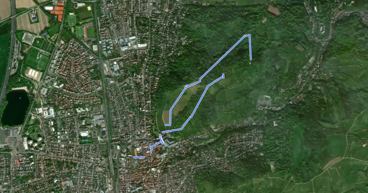 Маршрут Kirchberg-Weg на спутниковом снимке