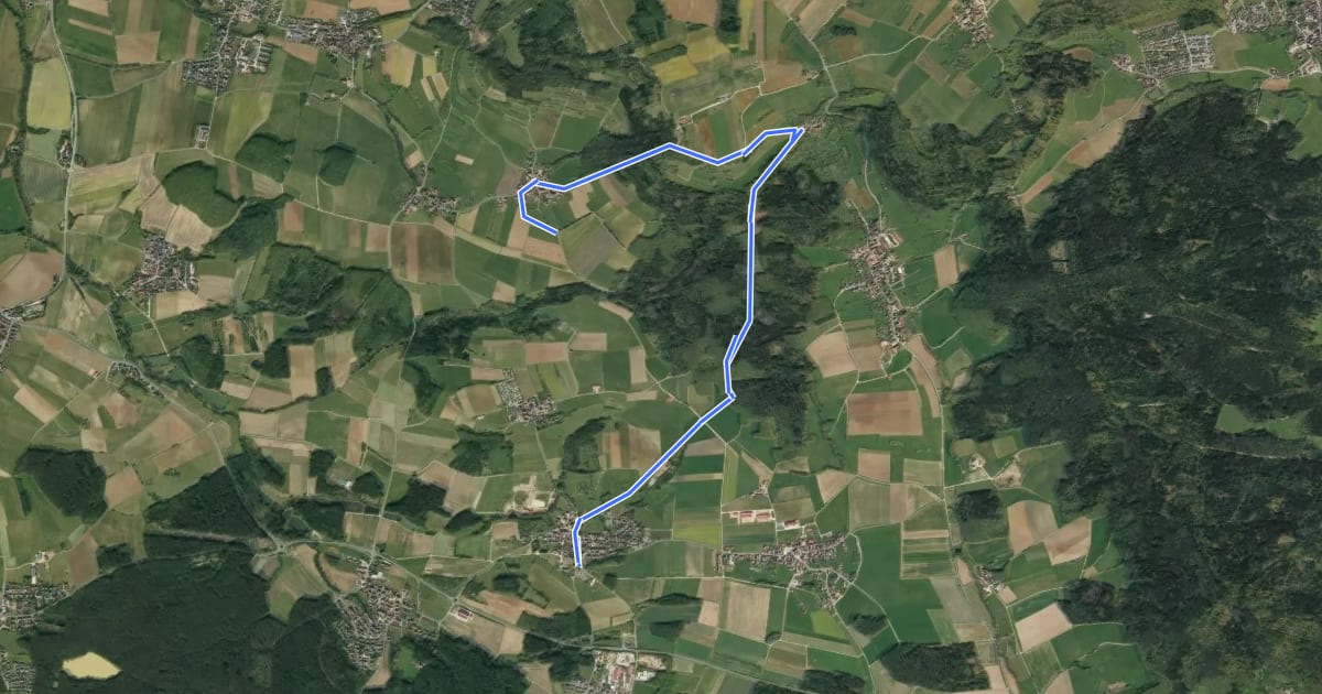 Маршрут Kirchröttenbach – Segelflugplatz –Oedhof на спутниковом снимке