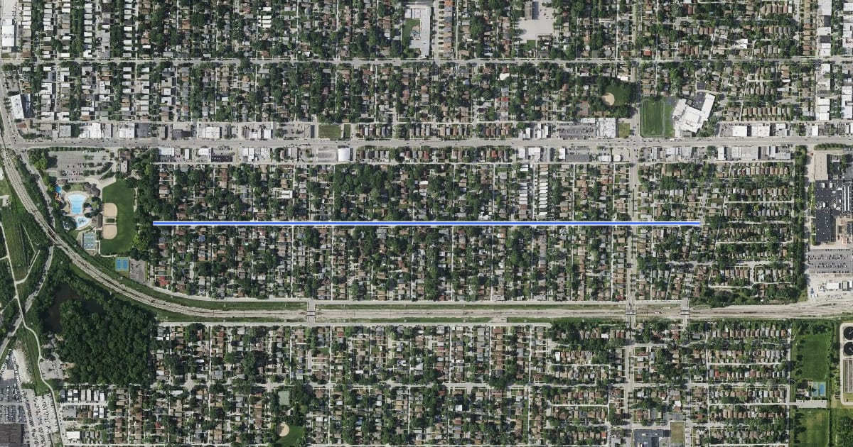 Маршрут Kirk Street на спутниковом снимке