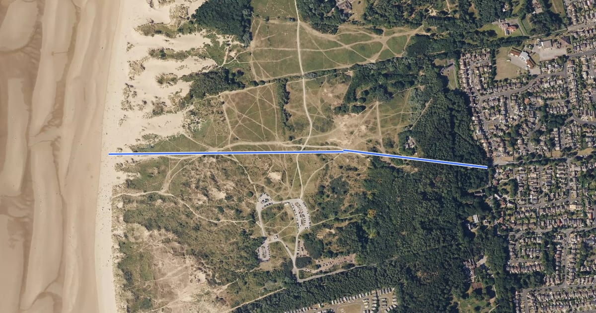 Маршрут Kirklake Trail, Formby на спутниковом снимке