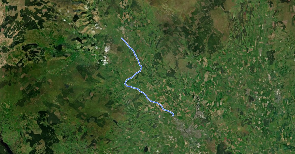 Маршрут Kirkpatrick Macmillan Cycle Trail на спутниковом снимке