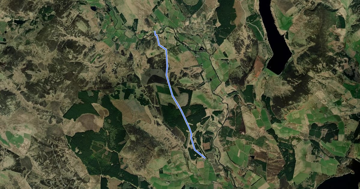 Маршрут Kirkton of Glenisla Coffin Road на спутниковом снимке